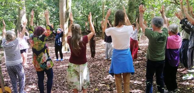 Dances of Universal Peace retreat 2022. Dance in the forest